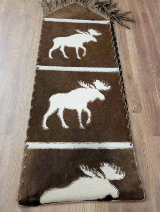 Genuine Cowhide Moose Table Runner