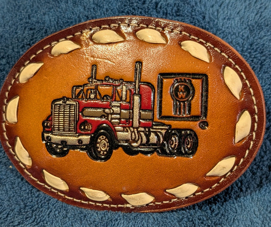 Genuine Leather Kenworth Belt Buckle