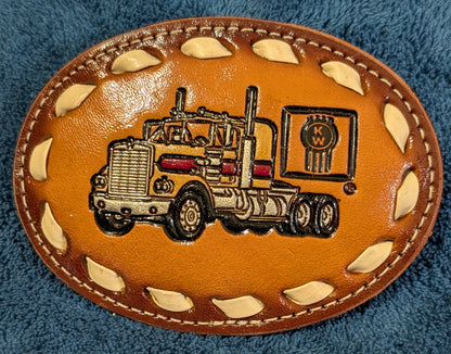 Genuine Leather Kenworth Belt Buckle