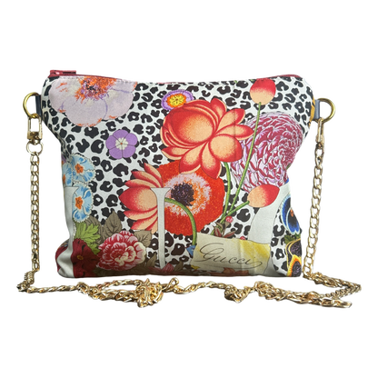 Floral Leopard Vintage Silk Scarf Crossbody Bag