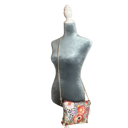 Floral Leopard Vintage Silk Scarf Crossbody Bag
