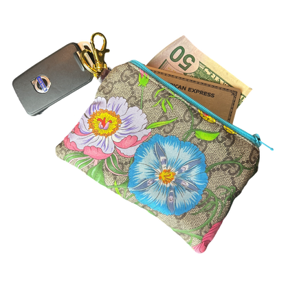 GG Logo Flora Vintage Silk Scarf Coffee Run Keychain Bag