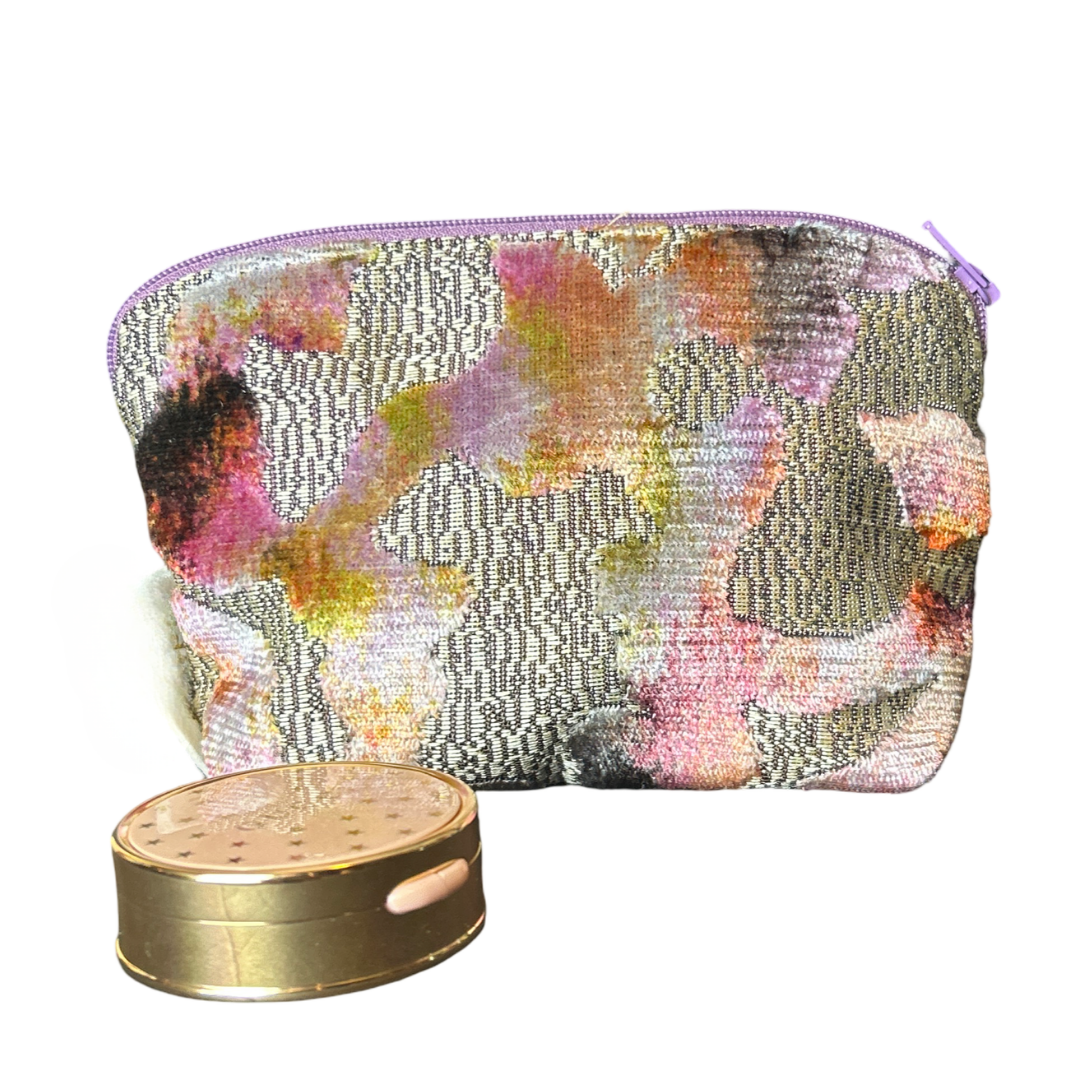 Horsebit Brown Vintage Silk Scarf Beauty Bag