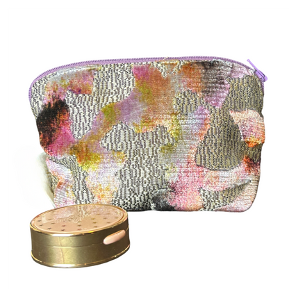 Horsebit Brown Vintage Silk Scarf Beauty Bag