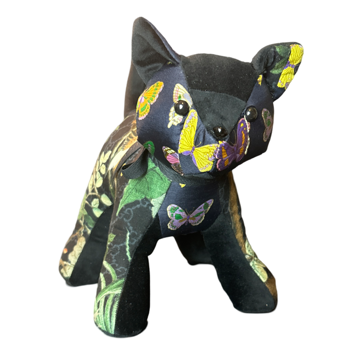 GG Logo Chinoiserie Noir Vintage Silk Scarf Charming Kitten