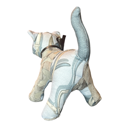 Equestrian Gray Vintage Silk Scarf Charming Kitten