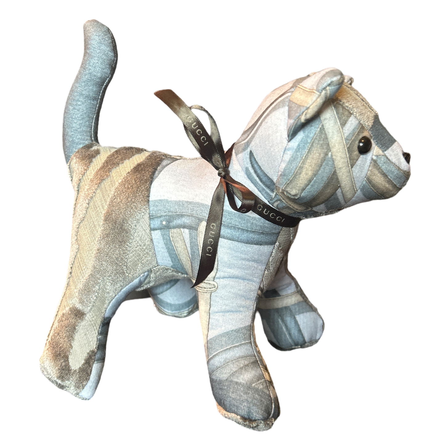Equestrian Gray Vintage Silk Scarf Charming Kitten