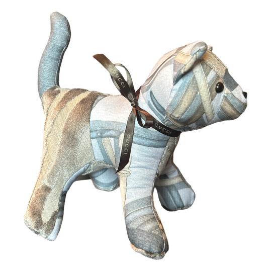 Equestrian Gray Vintage Silk Scarf Charming Kitten