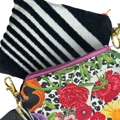 Floral Leopard Vintage Silk Scarf Coffee Run Keychain Bag