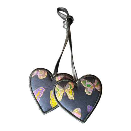 Farfalle Blue Scarf Double Heart Bag Charm