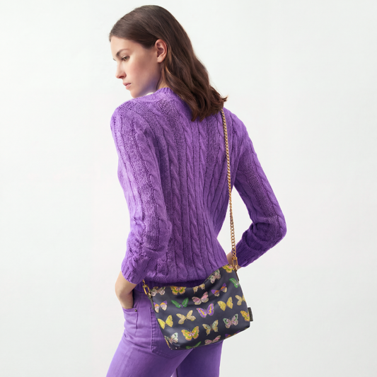 Farfalle Blue Vintage Scarf Crossbody Bag
