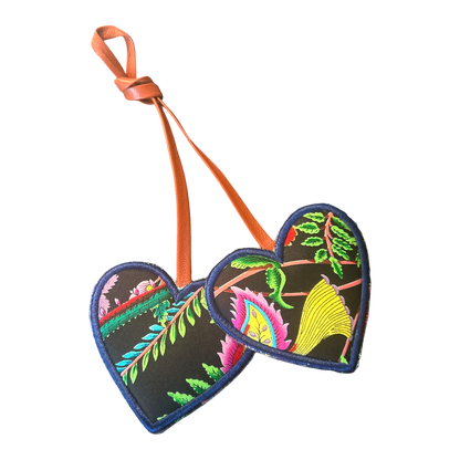 Flora Nero Scarf Double Heart Bag Charm