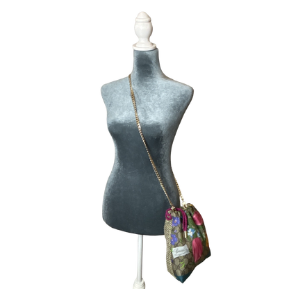 GG Logo Flora Vintage Scarf Drawstring Crossbody Bag