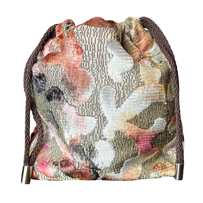 Horsebit Brown Vintage Silk Scarf Drawstring Crossbody Bag
