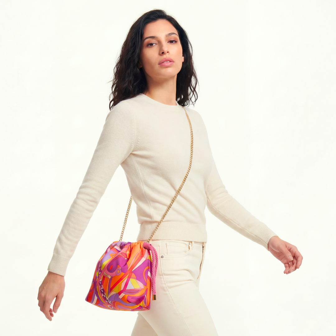 Pop Art Equestrian Vintage Scarf Drawstring Crossbody Bag