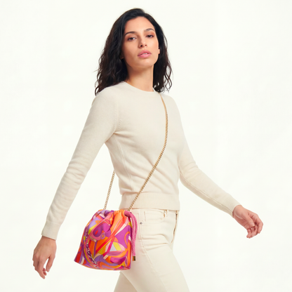 Pop Art Equestrian Vintage Scarf Drawstring Crossbody Bag