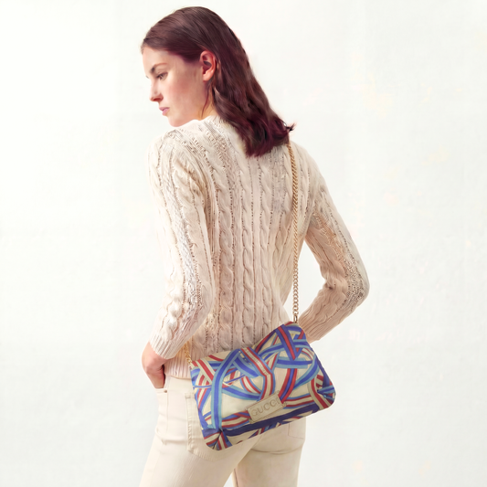 Ribbons Vintage Silk Scarf Crossbody Bag