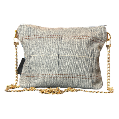 Equestrian Gray Vintage Silk Scarf Crossbody Bag