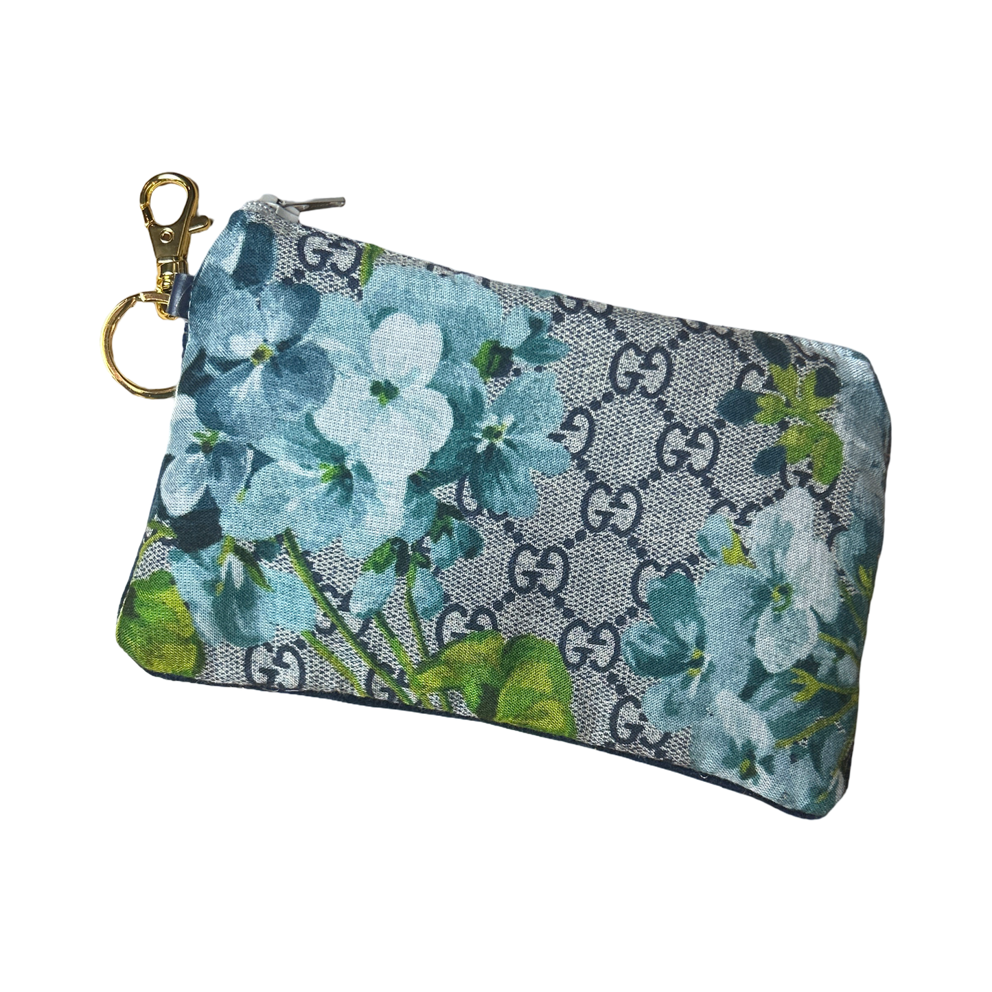 GG Logo Blooms Blue Vintage Silk Scarf Coffee Run Keychain Bag
