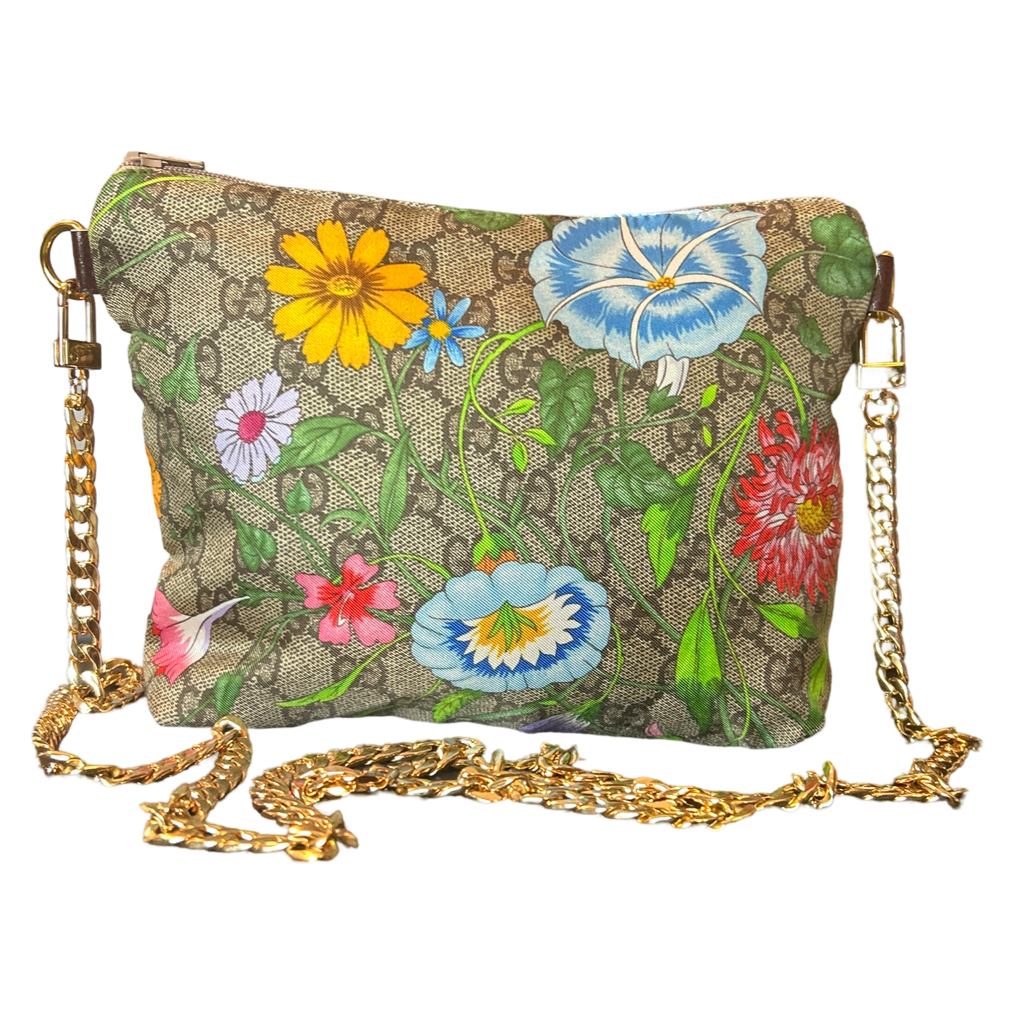 GG Logo Flora Vintage Silk Scarf Crossbody Bag