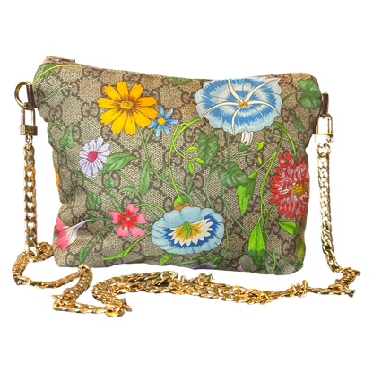GG Logo Flora Vintage Silk Scarf Crossbody Bag