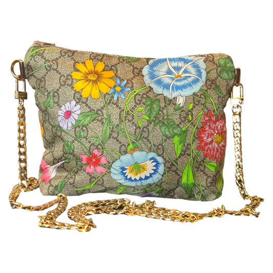 GG Logo Flora Vintage Silk Scarf Crossbody Bag