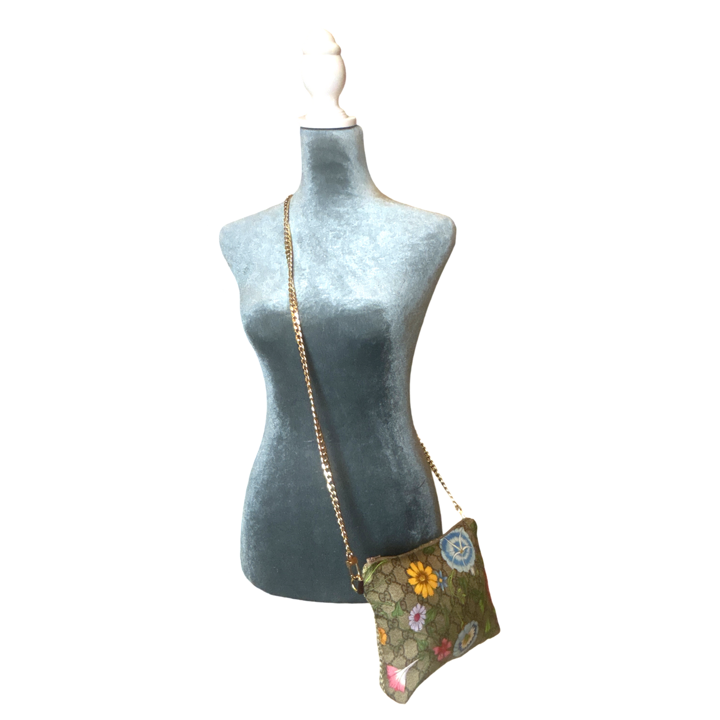 GG Logo Flora Vintage Silk Scarf Crossbody Bag