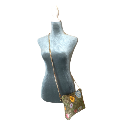GG Logo Flora Vintage Silk Scarf Crossbody Bag