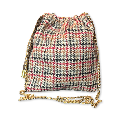 Red Harness Vintage Scarf Drawstring Crossbody Bag