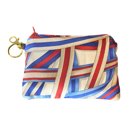 Ribbons Vintage Silk Scarf Coffee Run Keychain Bag