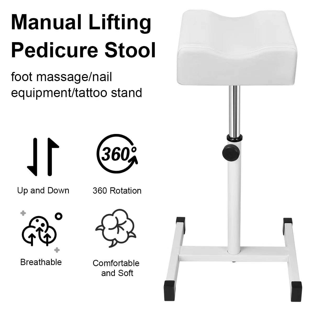 Adjustable Pedicure Foot Rest Stool 360° Rotating-4