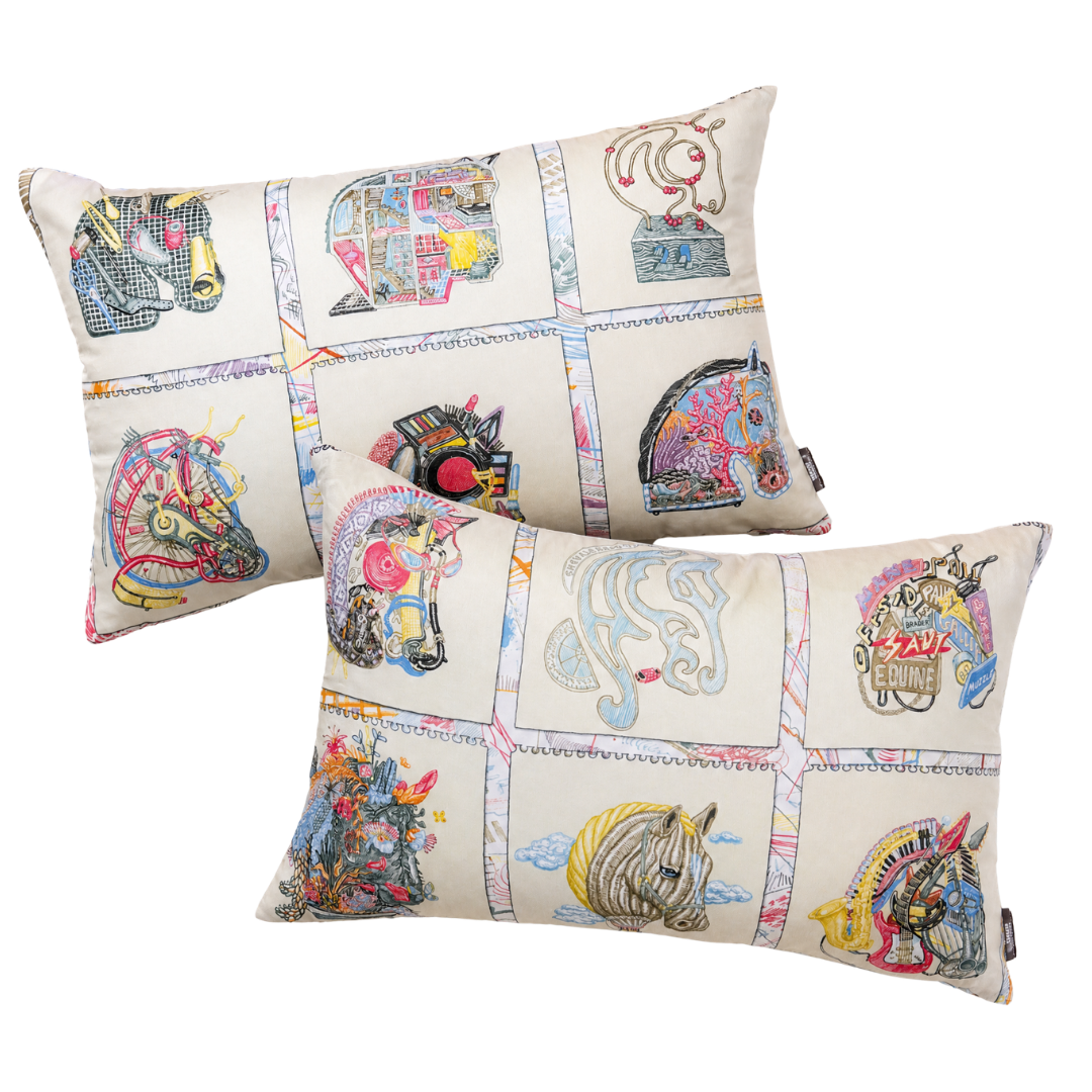 Chevaloscope Vintage Silk Scarf Pillows