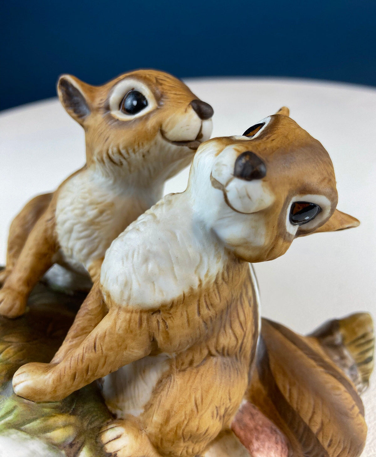 Hand-Painted Sweetheart Chipmunks. Masterpiece Porcelain by HOMCO. Fall Home & Retail Decoration. Modern Farmhouse. Table Centerpiece.