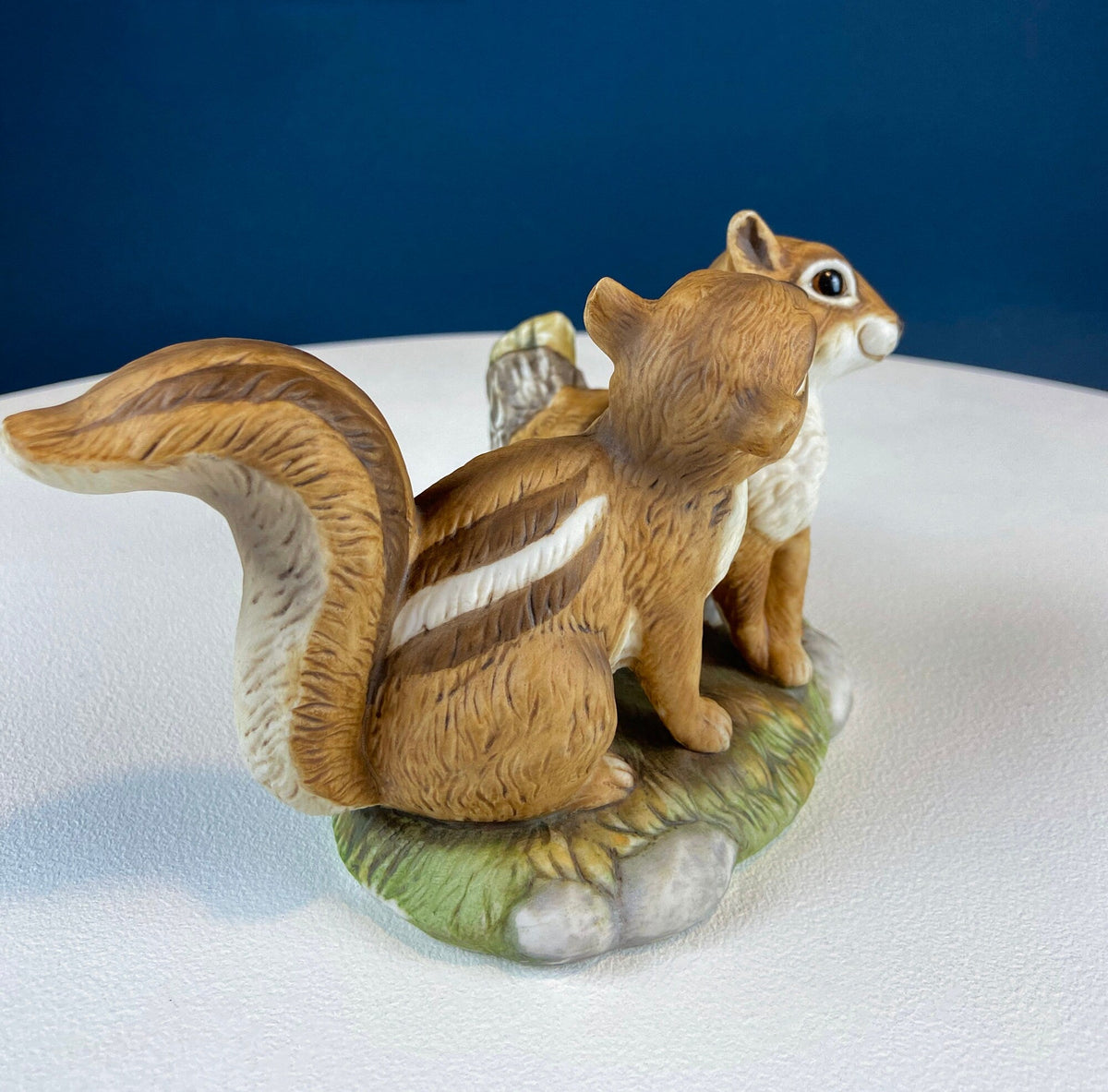 Hand-Painted Sweetheart Chipmunks. Masterpiece Porcelain by HOMCO. Fall Home & Retail Decoration. Modern Farmhouse. Table Centerpiece.