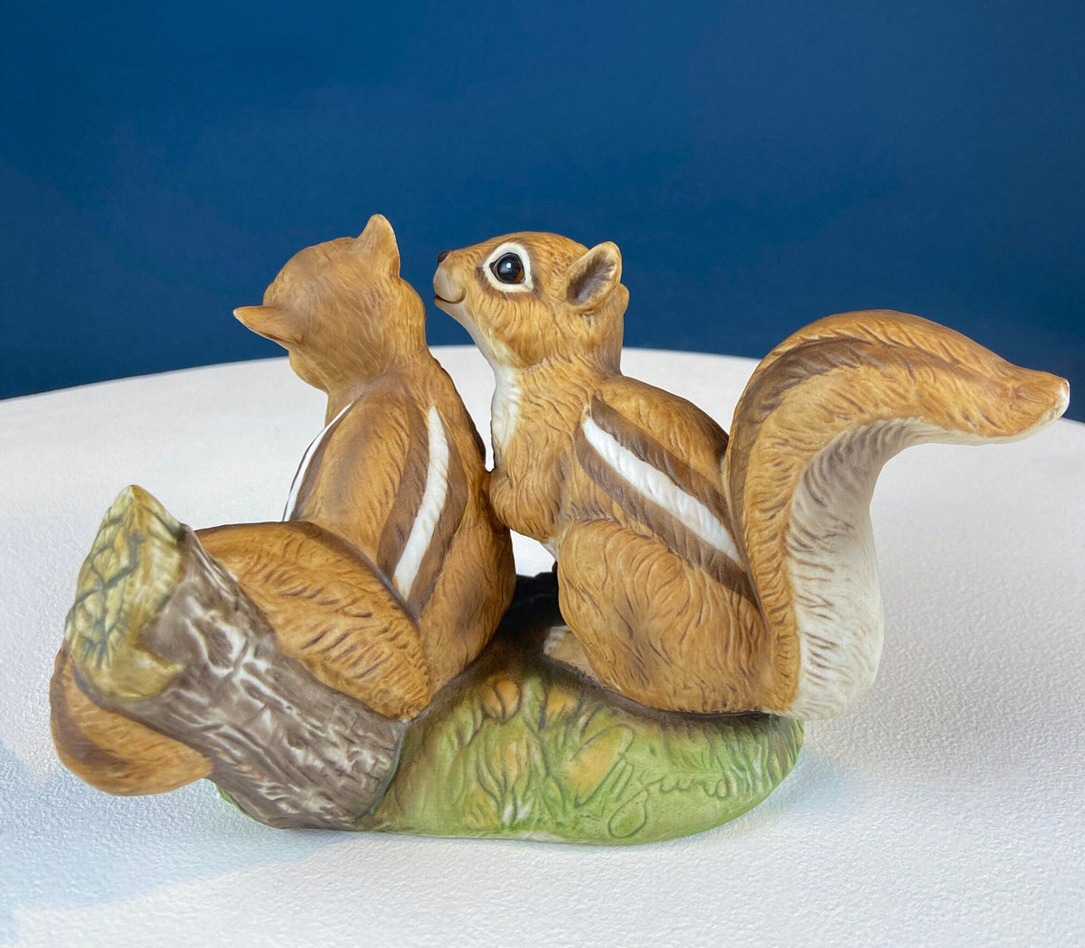 Hand-Painted Sweetheart Chipmunks. Masterpiece Porcelain by HOMCO. Fall Home & Retail Decoration. Modern Farmhouse. Table Centerpiece.