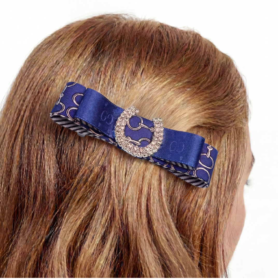 GG Equestrian Silk Necktie Hair Clip