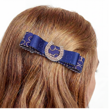 GG Equestrian Silk Necktie Hair Clip