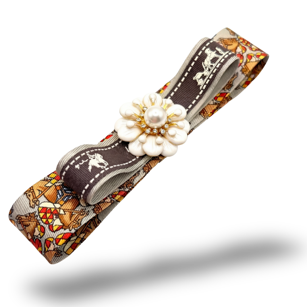 Jockey Print Silk Necktie Hair Clip