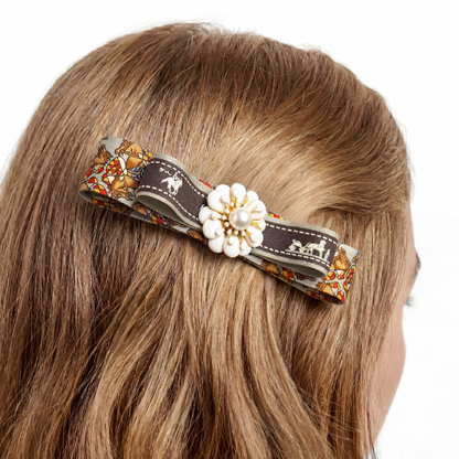 Jockey Print Silk Necktie Hair Clip
