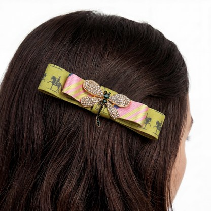 Dragonfly Silk Necktie Hair Clip