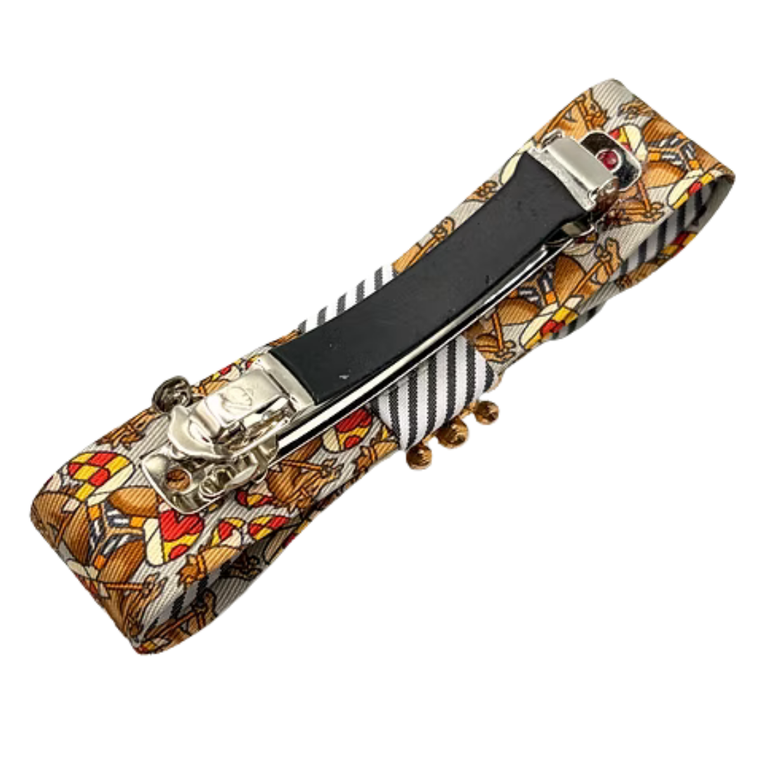Jockey Print Silk Necktie Hair Clip