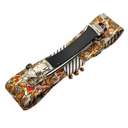 Jockey Print Silk Necktie Hair Clip