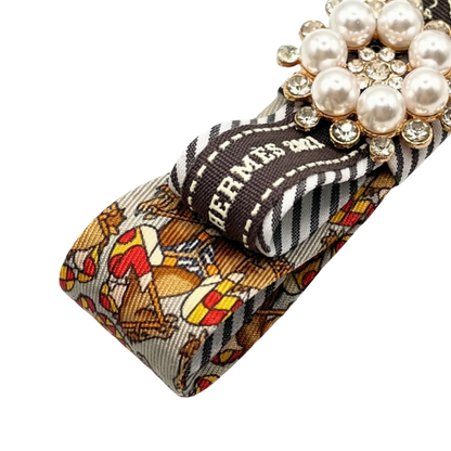 Jockey Print Silk Necktie Hair Clip