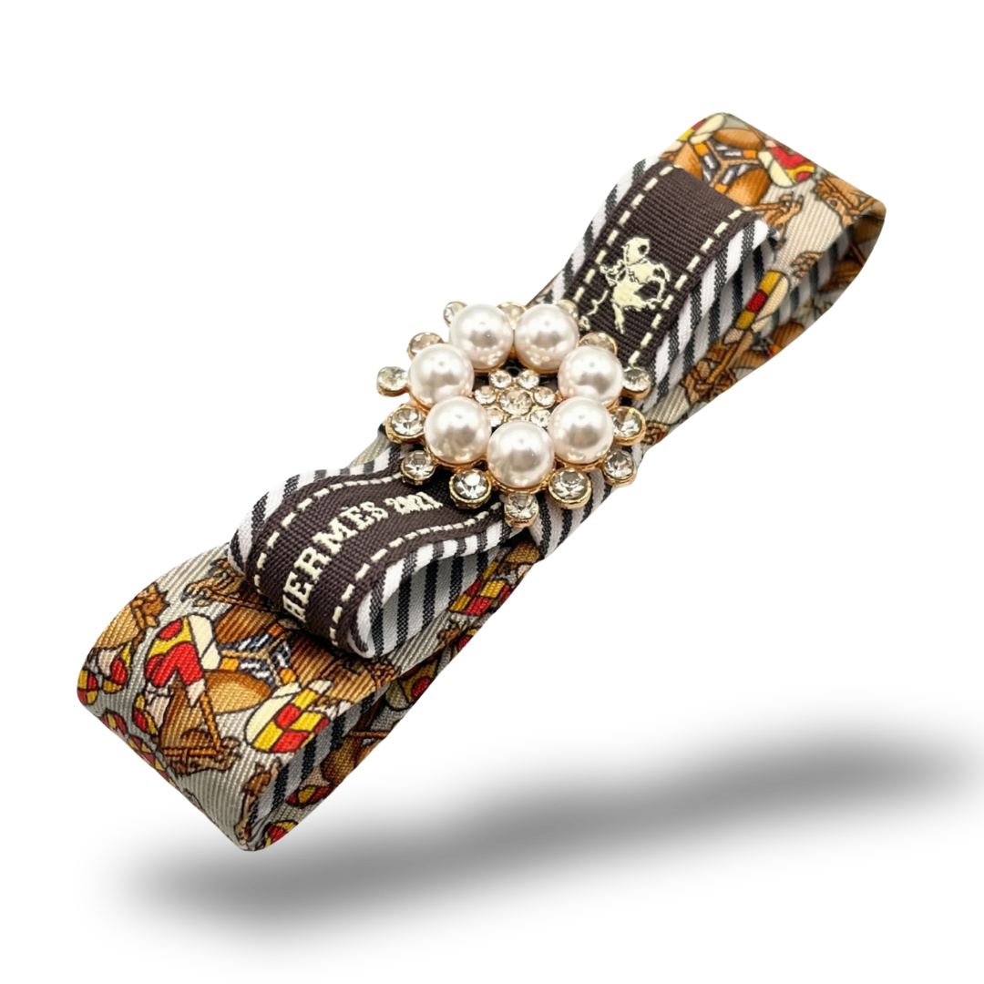 Jockey Print Silk Necktie Hair Clip