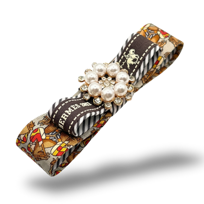 Jockey Print Silk Necktie Hair Clip