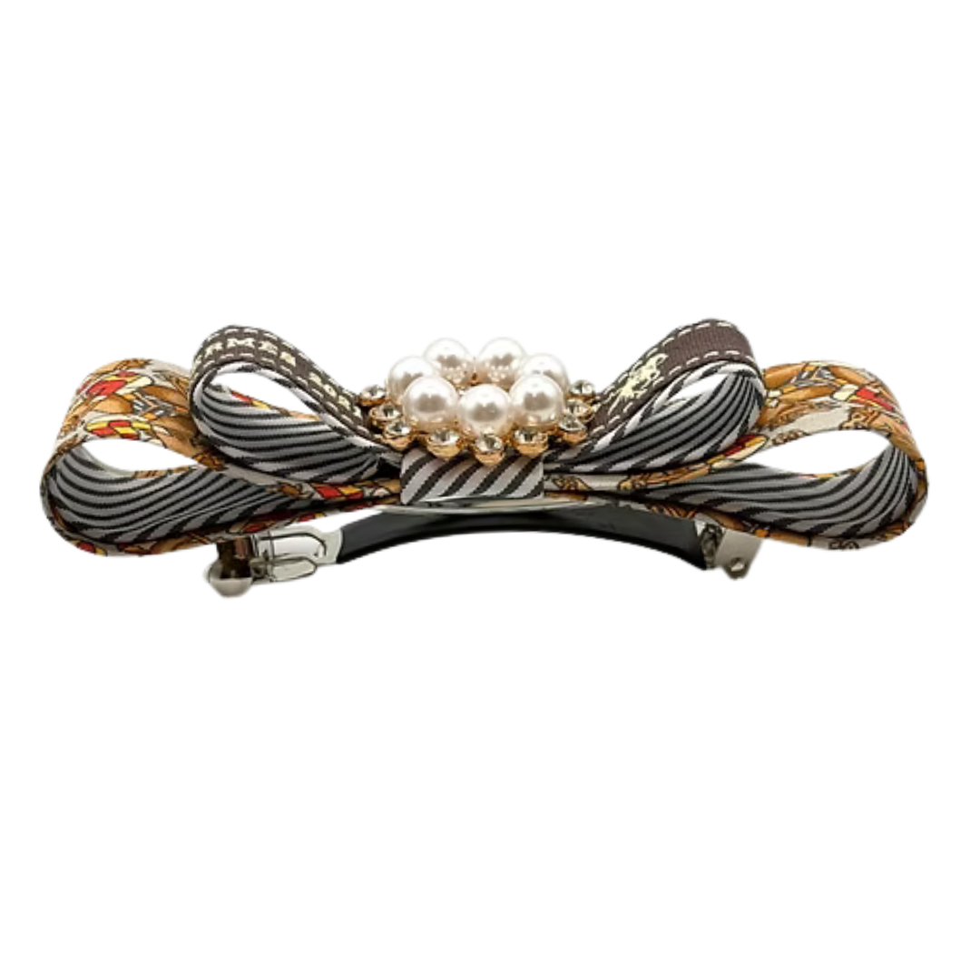 Jockey Print Silk Necktie Hair Clip
