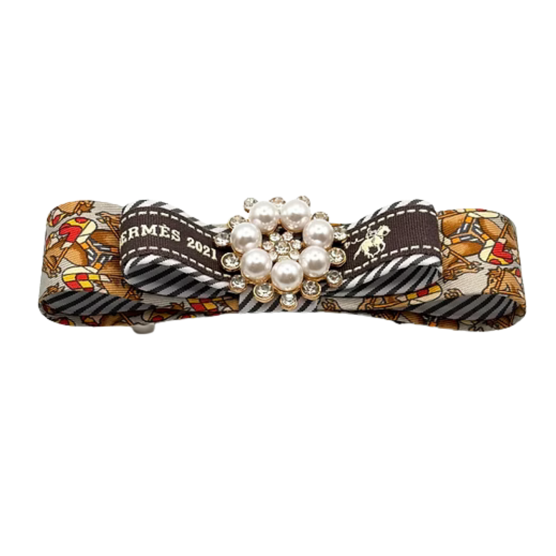 Jockey Print Silk Necktie Hair Clip