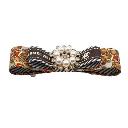 Jockey Print Silk Necktie Hair Clip
