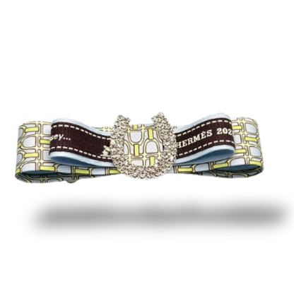 Stirrup Horse Shoe Vintage Silk Necktie Hair Clip