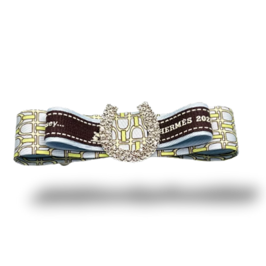 Stirrup Horse Shoe Vintage Silk Necktie Hair Clip